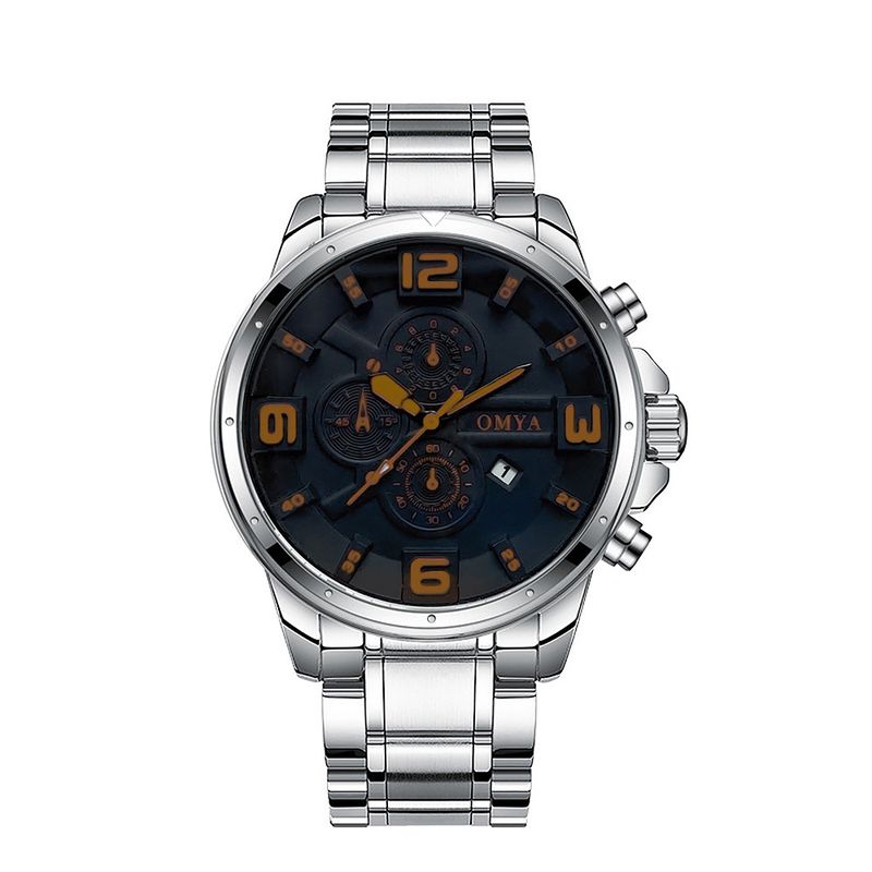 Reloj de pulsera para hombre, resistente al agua, de moda, con correa de acero inoxidable, calendario, de cuarzo, caja de regalo_voghion.com