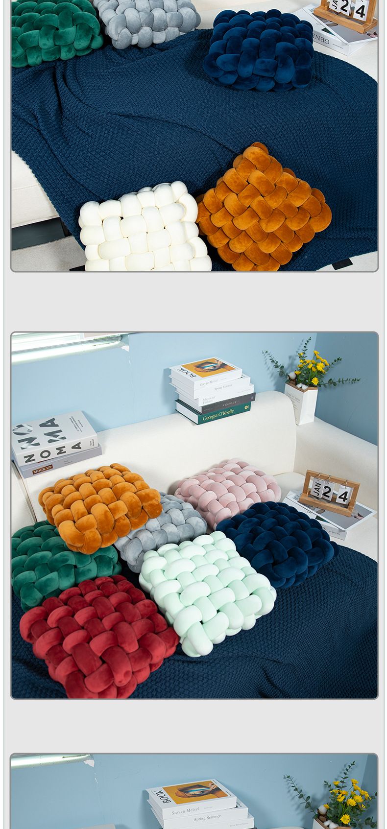 Weiches, plüschiges, quadratisches Spandex-Strickkissen – multifunktionales Kissen für Stuhl, Sofa, Büro und Fensterplatz, gemütlicher Akzent für die Inneneinrichtung_voghion.com