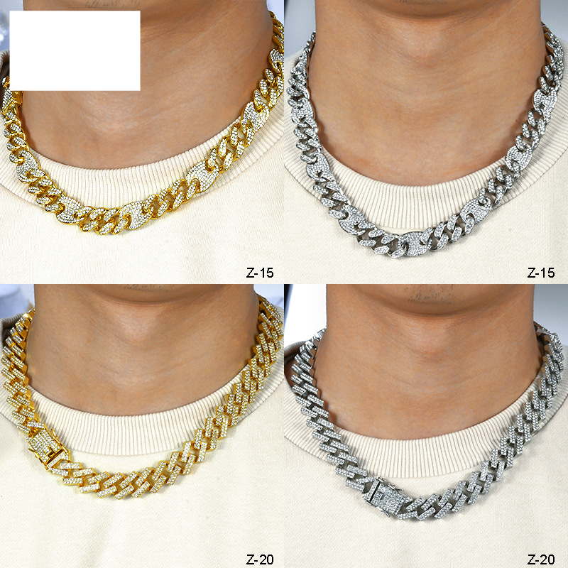 Collana da uomo hip hop ovale semplice con diamanti pieni di diamanti, catena di accessori da uomo di tendenza_voghion.com