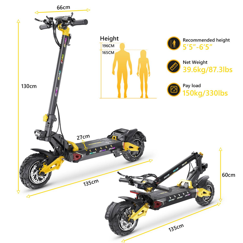 Patinete eléctrico iENYRID ES60 para adultos, motor dual, 2400 W, todoterreno de 11 pulgadas, batería grande de 48 V y 23 Ah_voghion.com
