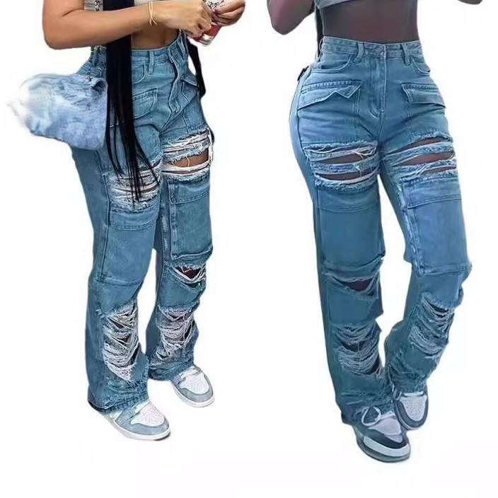 Damkläder Jeansbyxor Heta stilar Håljeans_voghion.com