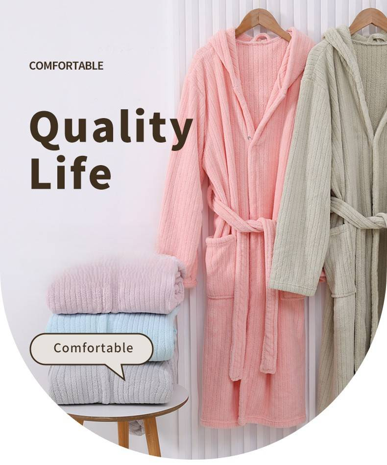 Soft Touch Micro Fleece Badekåpe Plysj Lang Spa Robe Absorberende badekåpe_voghion.com