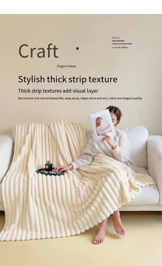 Coperta in velluto color latte, lenzuolo, coperta in velluto corallo, aria condizionata, coperta per il pisolino, divano, pausa pranzo_voghion.com