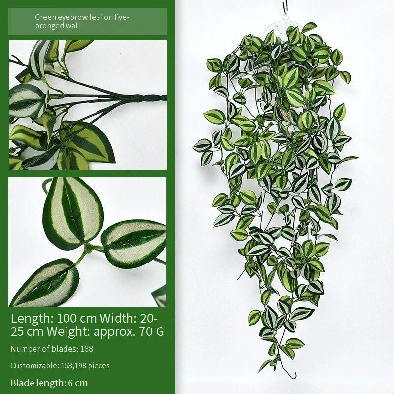 Casa Arredamento Parete Fiore Appeso Piccolo Ravanello Verde Artificiale Pianta a Foglia Verde Appeso Parete Rattan Fiore Appeso Ravanello Verde Pianta Appesa_voghion.com