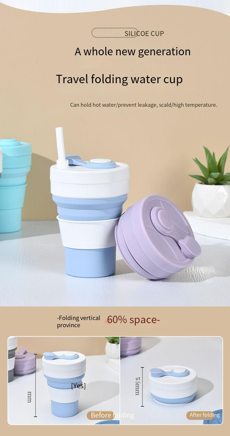 Faltbecher für Reisen im Freien, praktischer Strohhalm, faltbarer Wasserbecher aus Silikon_voghion.com