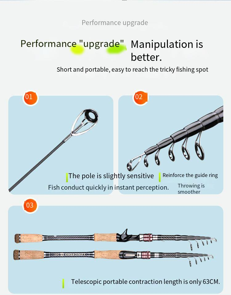 Carbon Telescopic Road Sub-rod Portable Short Section Fishing Rod M Adjustable Light Hard Gun Handle Straight Handle Sea Rod Road Slide Rod_voghion.com