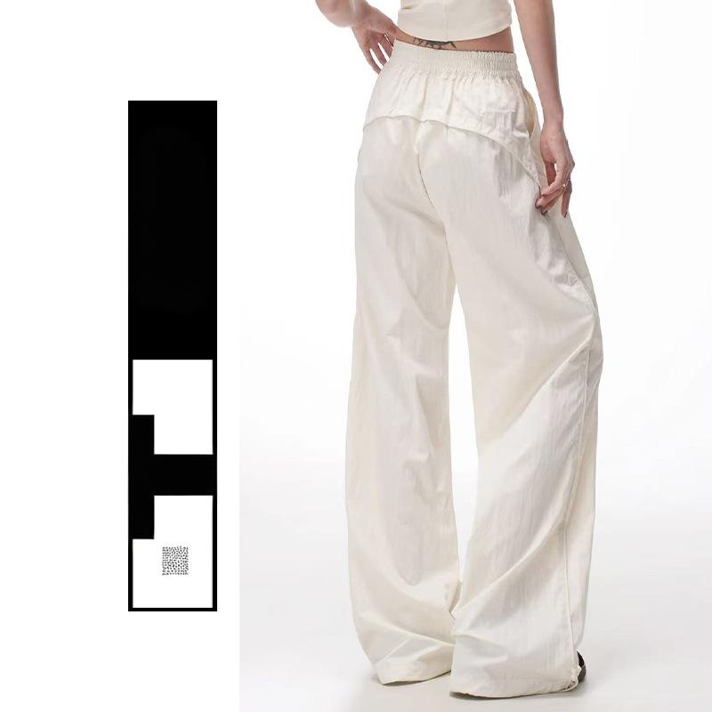 Calça cargo feminina de cintura alta, verão 2025 - Calça de trabalho leve, fluida e versátil com bainha ajustável, respirável e elástica para uso casual_voghion.com