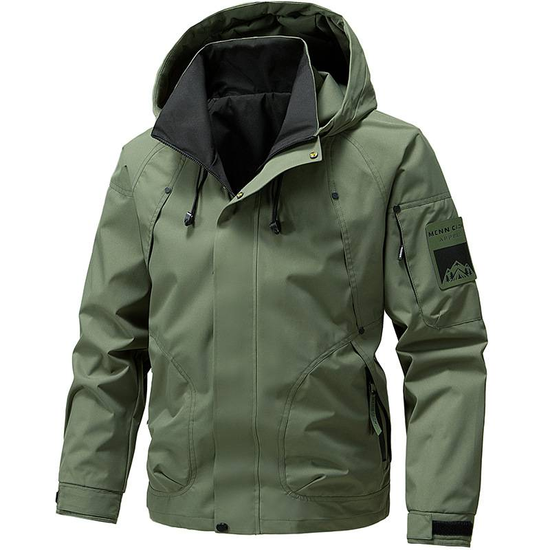 Veste utilitaire légère pour homme – Coupe-vent imperméable à capuche avec poches zippées (M-5XL, polyester à séchage rapide, cordons de serrage réglables)_voghion.com
