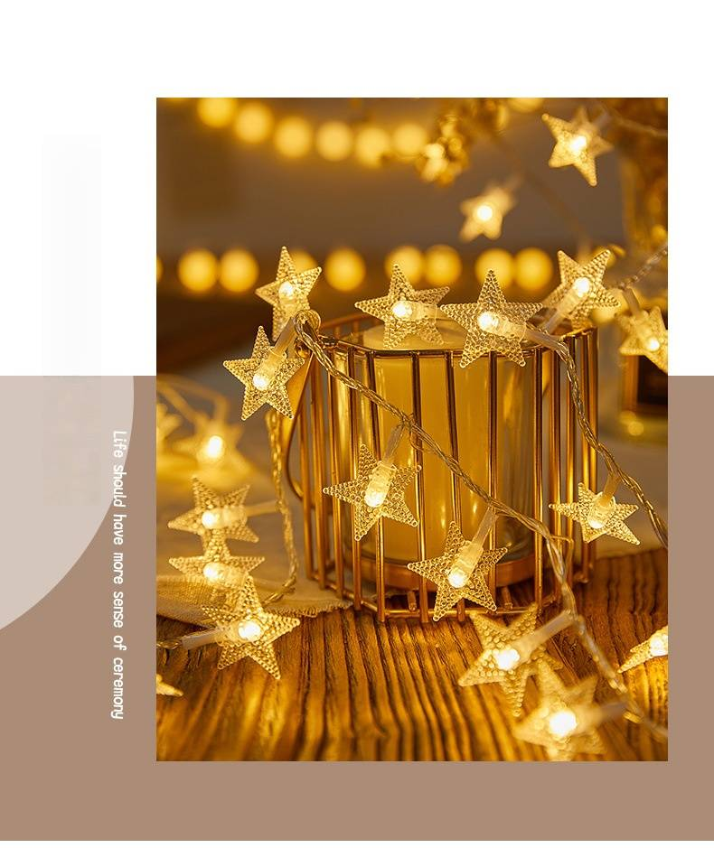 Cordão de Luzes Estreladas com 80 LEDs - IP44 à prova d'água para decoração interna/externa (plástico à prova de quebra, alimentado por bateria e controle remoto)_voghion.com