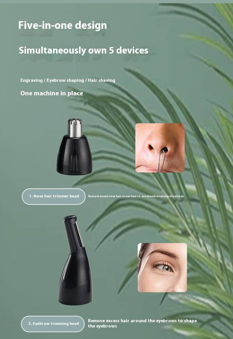 Professional 5-in-1 Women's Electric Hair Trimmer For Body, Bikini, Legs & Eyebrows – Painless & Waterproof – USB Rechargeable_voghion.com