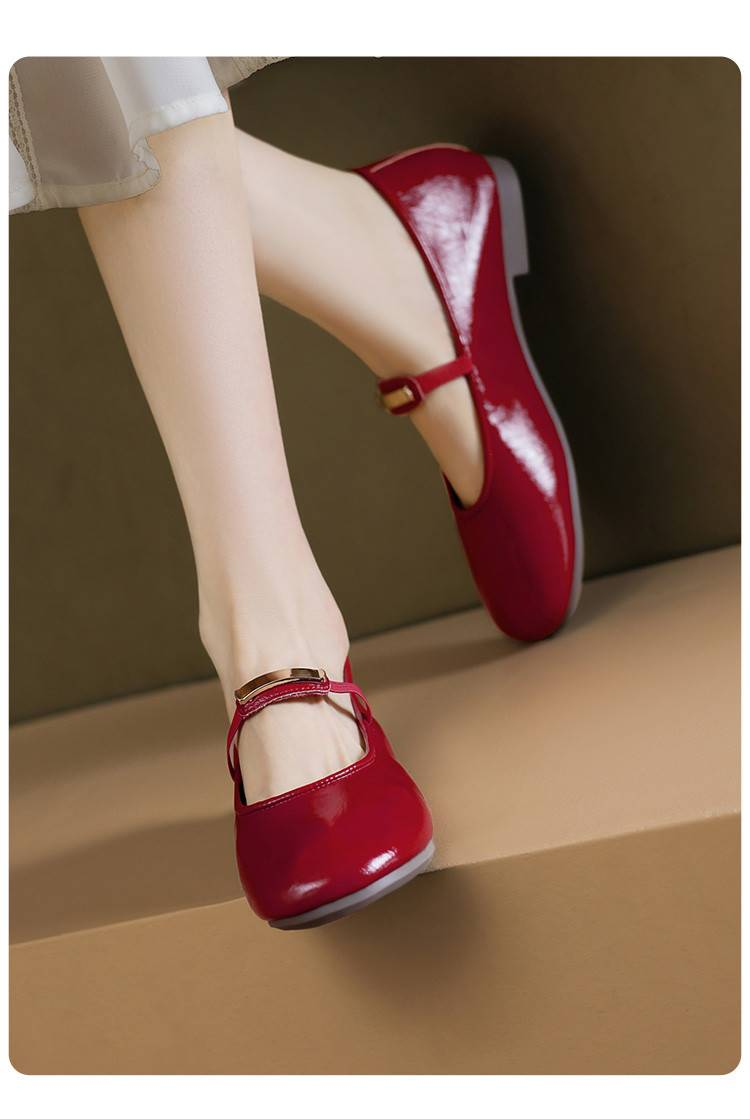 【Soft Sole And Soft Upper】Cameido Comfortable Flat Ankle Strap Shallow Single Shoes For Women, Autumn Round Toe Mary Jane Shoes_voghion.com