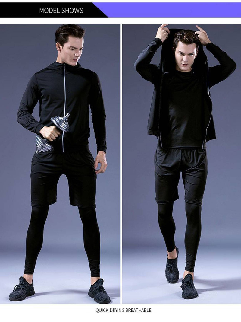 Fitness Suit, Men's Set, Sports Quick Drying Tight Fitting Suit, Training Suit, Seasonal Running, Basketball, Gym Fitness Suit_voghion.com