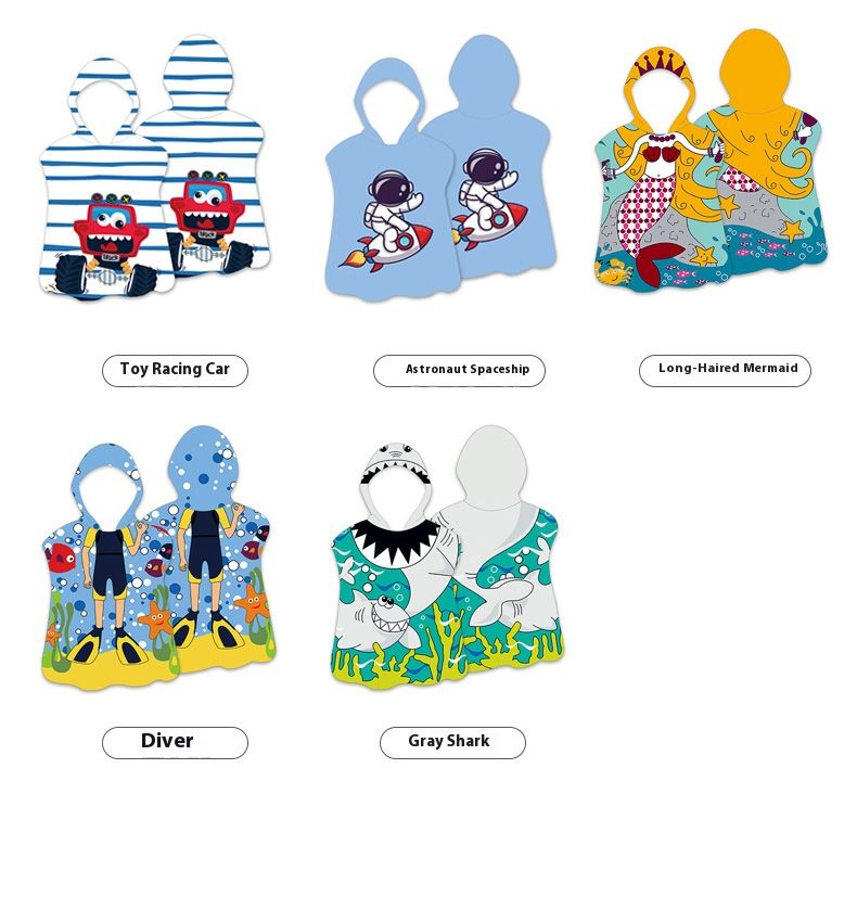 Accappatoio con cappuccio per bambini – Mantella in microfibra super morbida per spiaggia, piscina e viaggi, ad asciugatura rapida e leggera (60x60 cm / 75x75 cm, filato 21s)_voghion.com