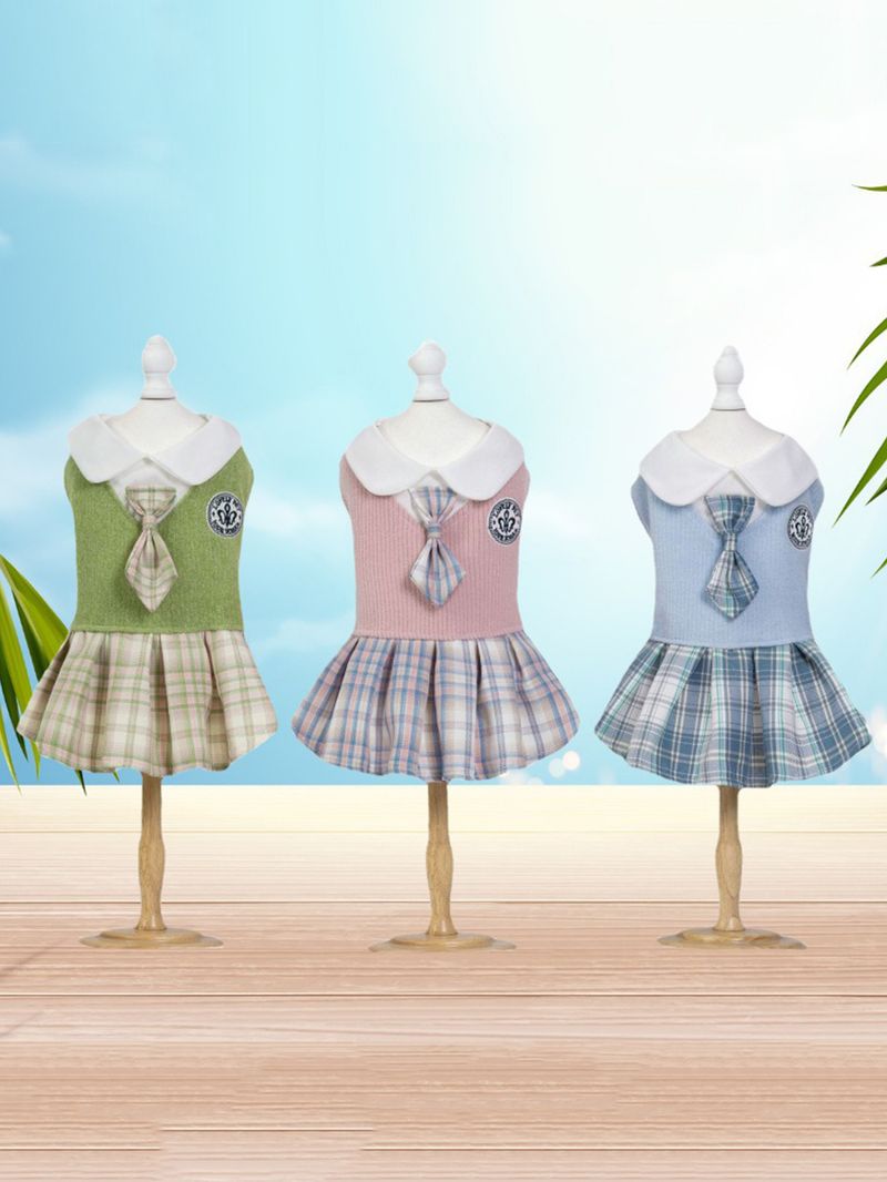 1 accessorio per animali domestici: vestito scozzese JK lavorato a maglia per cani e gatti, un comodo outfit primaverile-autunnale adatto ad animali di piccola e media taglia._voghion.com