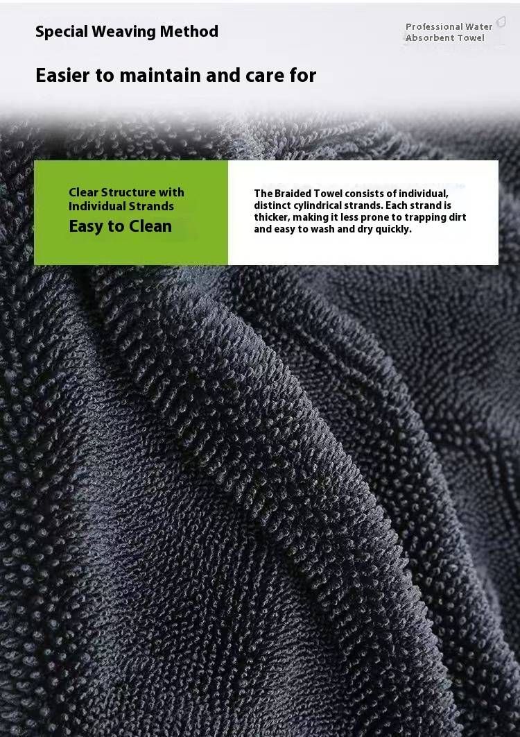 Premium Braided Microfiber Car Wash Towel – Ultra Absorbent, Lint-Free, Scratch-Free Cleaning Cloth For Cars, Windows & Surfaces_voghion.com