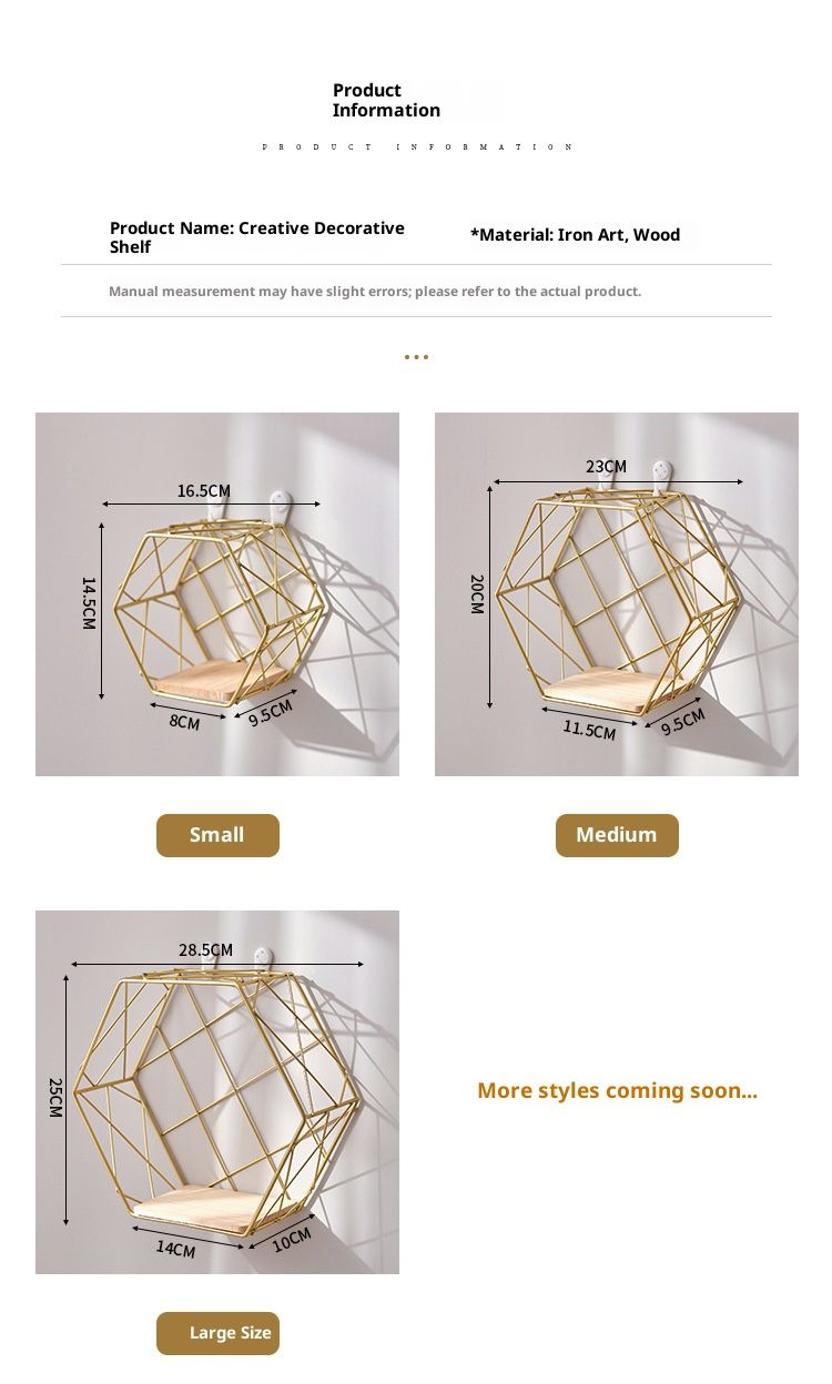 Wandregal-Set – Schwebende Regale zur Wandmontage ohne Bohren für Schlaf- und Wohnzimmer, Wandregale aus Metall mit modernem geometrischem Design_voghion.com