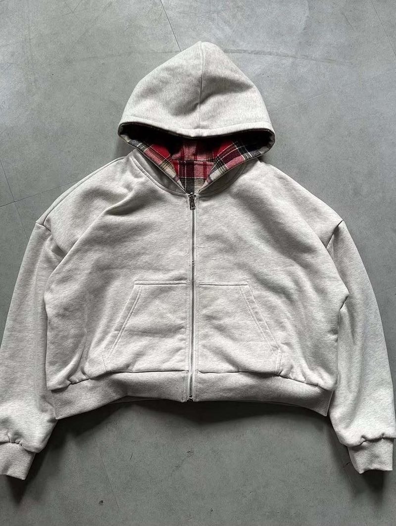Felpa con cappuccio e cerniera a nido d'ape Y2k, nuova felpa da uomo e da donna, stile streetwear, autunno e inverno, double face_voghion.com