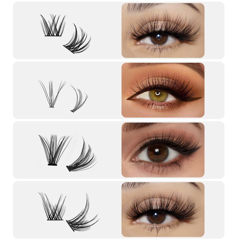 DIY Selbstverlängerung Falsche Wimpern Einzelbüschel Dichte 120 Büschel D Curl Segmentiertes Wimpernset_voghion.com