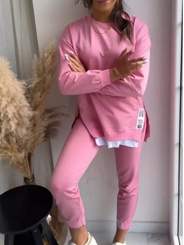 Dame Kleeder Moud Neie Stil_Hierscht Splicing Zwee Stéck Sweatshirt a Sweatpants Set_voghion.com