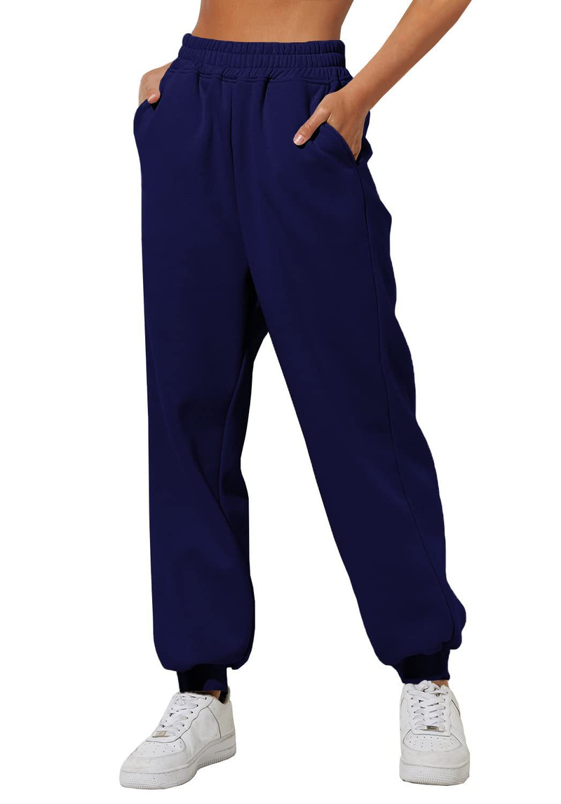 Pantaloni casual sportivi in tinta unita da donna con gambe larghe_voghion.com