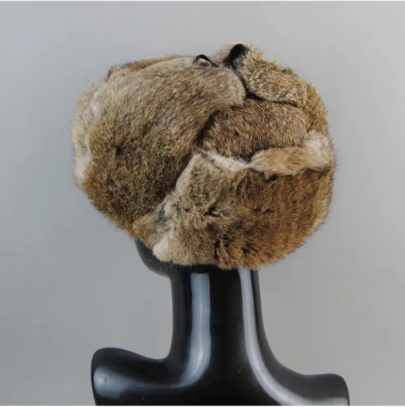 BeanieSkull Boné Masculino Bomber Natural com Protetores de Orelha Inverno Unissex Quente Chapéu Ushanka Russo Chapéus de Pele de Coelho Verdadeira 231017_voghion.com