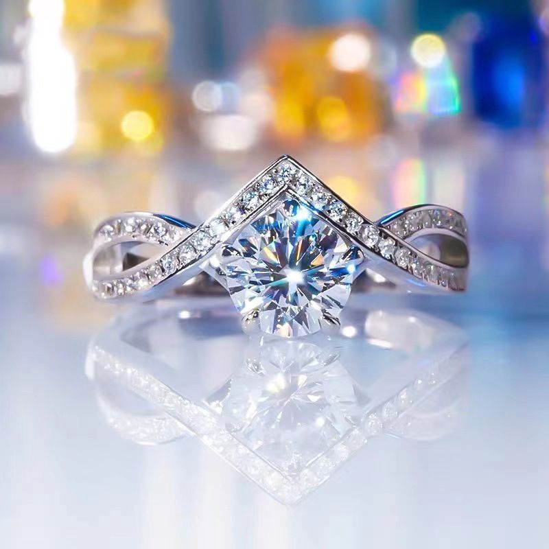Gioielli in oro Longlong 2024 Anello nuziale con diamante da donna bianco classico in argento nuovo S con un carato_voghion.com