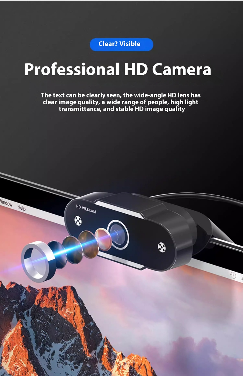 HOWTEAM 1080P Auto Focus Webcam With Mic, Plug And Play USB Camera For Zoom/Teams/Streaming, Noise Canceling For Online Class/Home Office_voghion.com
