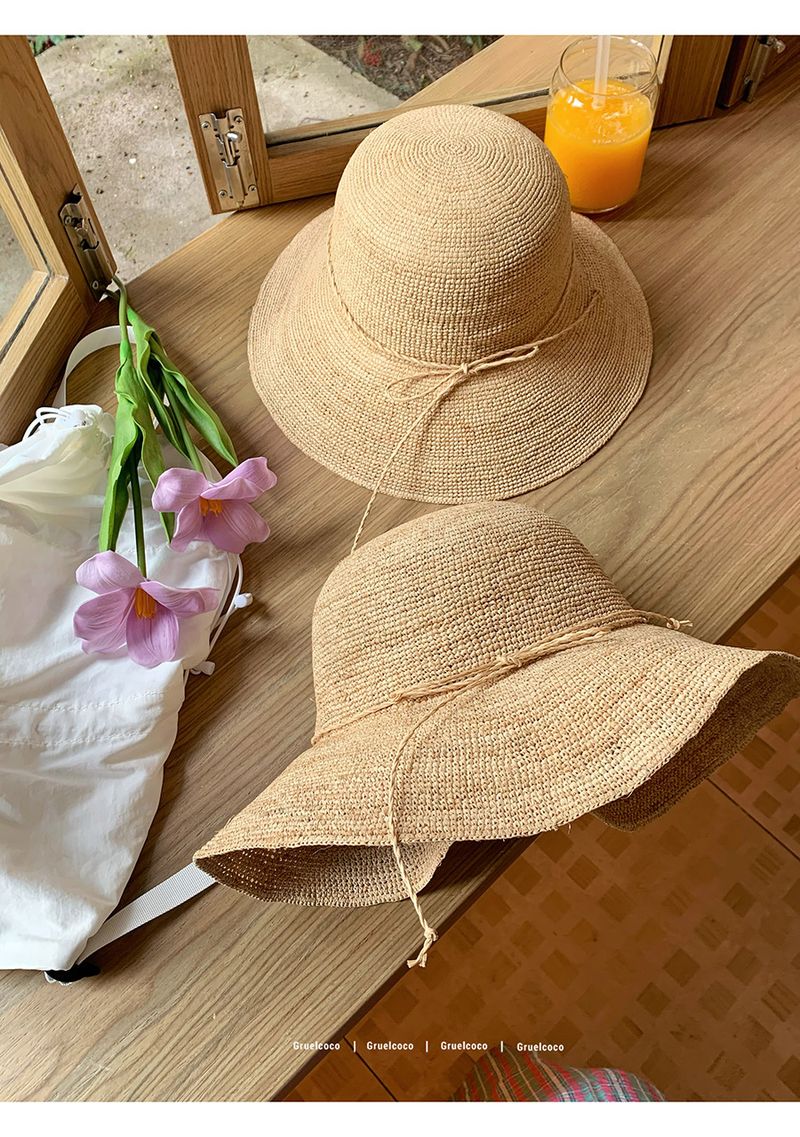 Chapéu de palha de ráfia para viagem feminino, chapéu de sol de aba larga para praia de verão, proteção UV, chapéu de pescador dobrável 2025, novo_voghion.com