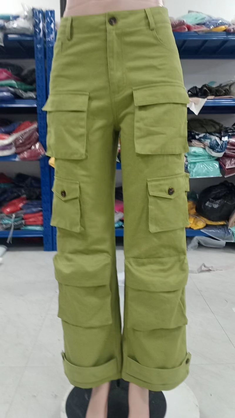 Damenbekleidung Bonbonfarbene Multi-Bag-Hosen_voghion.com