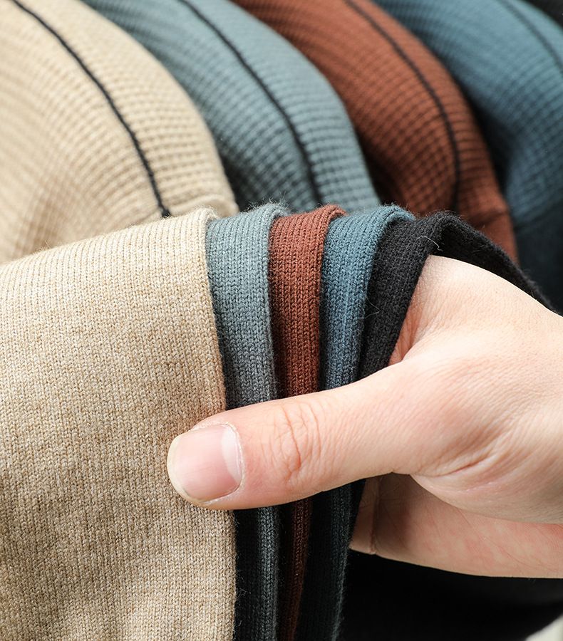 Maglione casual da uomo con scollo rotondo, pullover in maglia traspirante con orlo a coste, disponibile in diversi colori e taglie (blu, verde, nero, kaki)_voghion.com