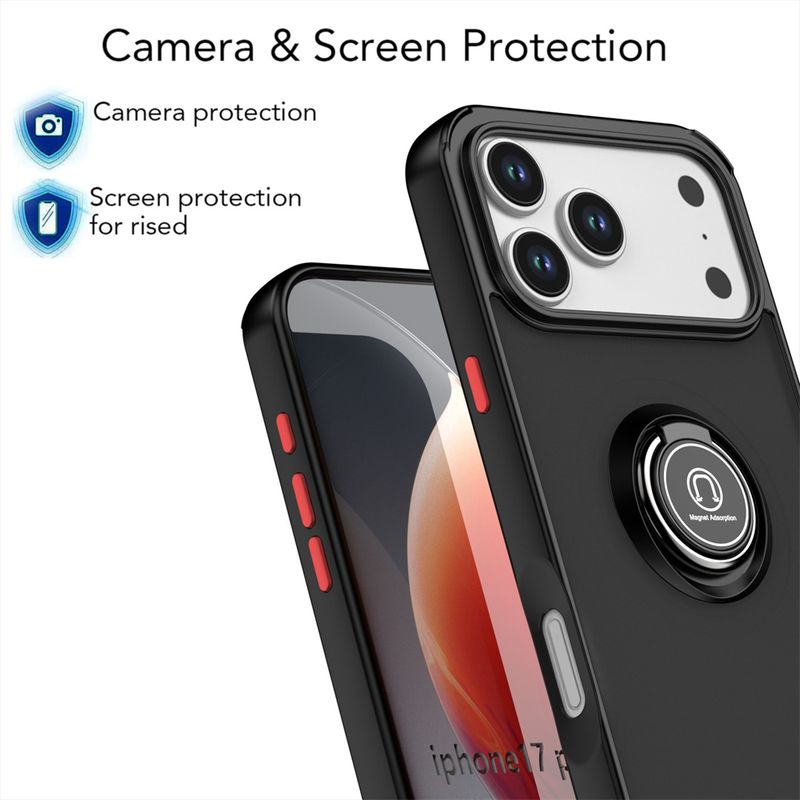 Kamera-Objektiv-Schutzhülle Coque für iPhone 17 Air 16 Pro Max Plus Ringständerhalter Stoßfeste Rückseite Matte Panzerabdeckung_voghion.com