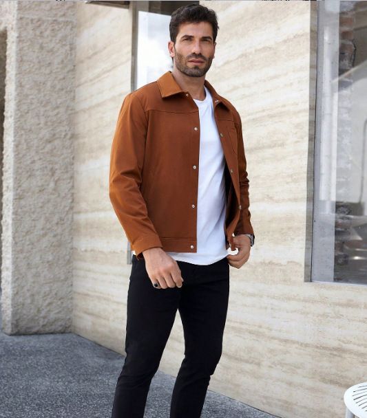 Abbigliamento uomo alla moda, semplice, casual, a maniche lunghe, con risvolto, giacca e top_voghion.com