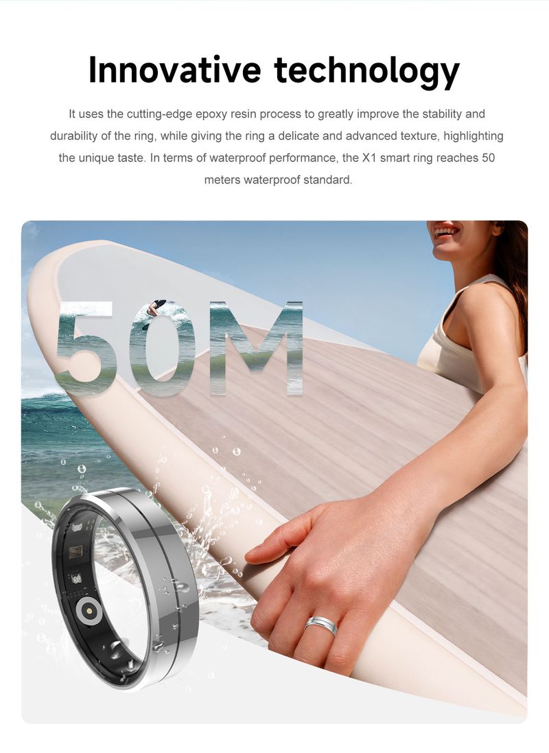 Smart Ring ultra sottile da 6,5 mm - Tracker del sonno con intelligenza artificiale, monitoraggio della frequenza cardiaca in tempo reale, dell'ossigeno nel sangue, impermeabile e della temperatura per fitness e salute_voghion.com