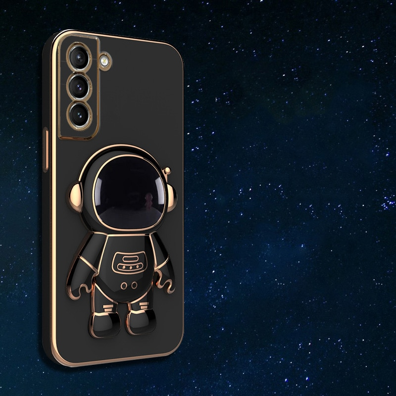 Astronaut Bracket Plating Phone Holder Case za Samsung Galaxy S22 S21 S20 Ultra FE S10 Plus Coque mekana silikonska maska_voghion.com