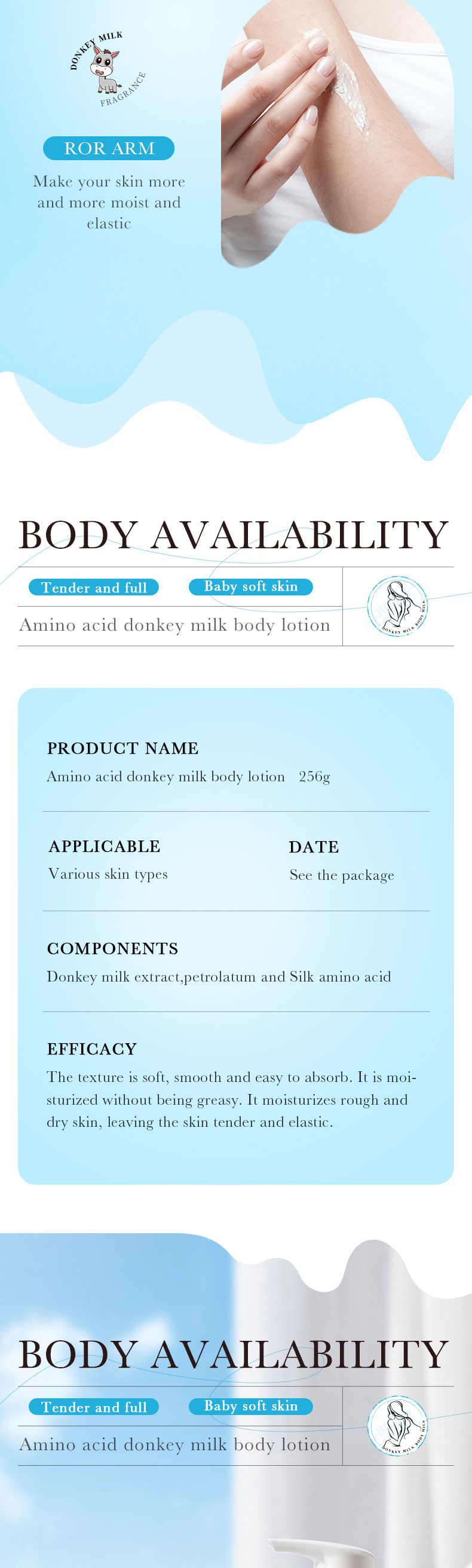 ZOZU Amino Acid Donkey Milk Body Lotion 256g Moisturizing, Firming And Brightening Skin Tone Body Lotion_voghion.com