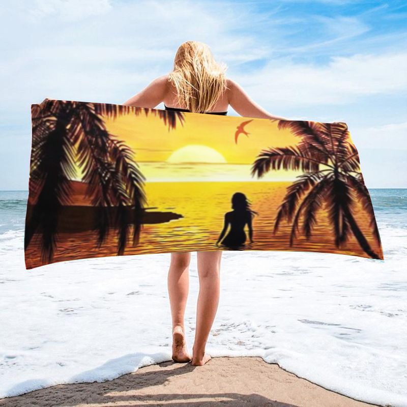 Asciugamani da spiaggia alla moda estiva Asciugamani stampati Asciugamani da spiaggia per le vacanze in spiaggia Assorbono l'acqua_voghion.com