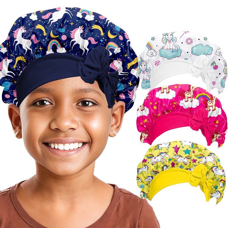 Neu Kinder Band Stil Schlafmütze Einhorn Druck Schmetterling Haar Kappe Chirdren Motorhaube_voghion.com