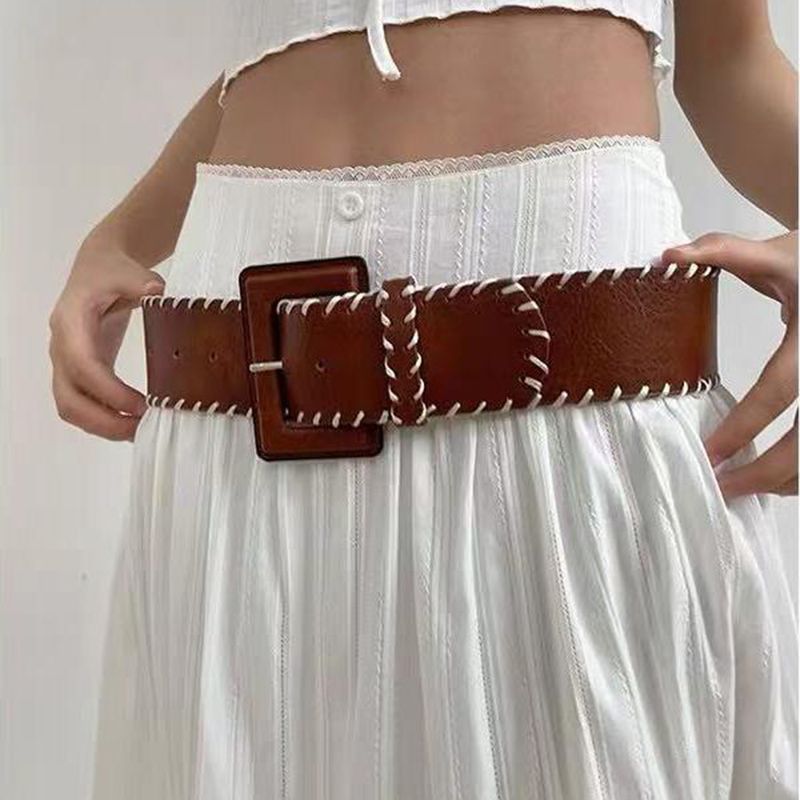 Herbst Winter Leder Gestrickte Mode Einfache Gürtel Nische Temperament Design Kette Licht High-end-Feeling Taille_voghion.com