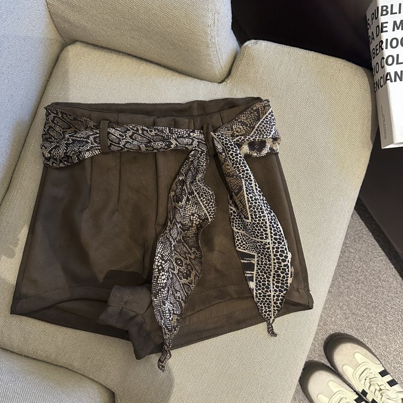 Pantaloni casual a gamba larga con stivaletti a trapezio, versatili, a vita alta, in pelle scamosciata, alla moda autunno 2025, per donna_voghion.com