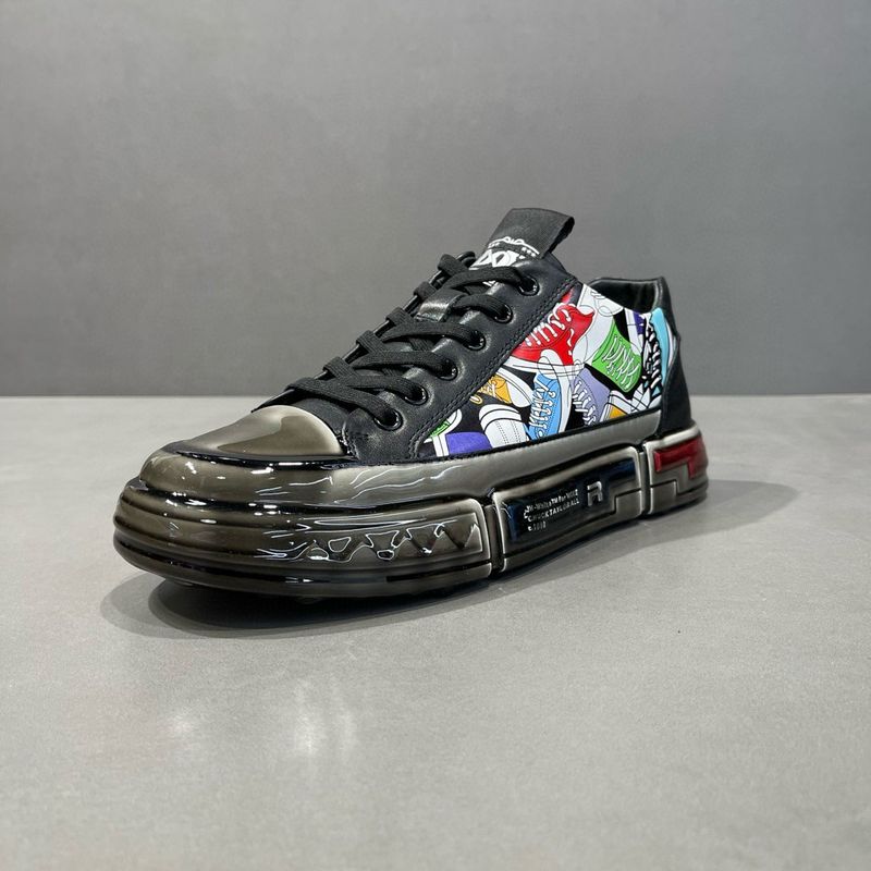Hochwertiges, gummibeschichtetes Lederbrett für Herren, trendige und vielseitige Graffiti-Schuhe, leichte Luxus-Freizeitschuhe für Herren mit dicker Sohle_voghion.com