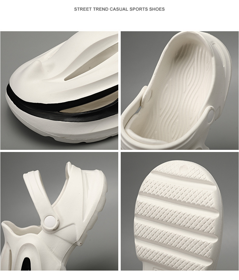 Trou de chaussures avec requin à bec une sensation de marcher sur les excréments, chaussures d'été de plage à semelles souples pour hommes augmentant la hauteur,_voghion.com