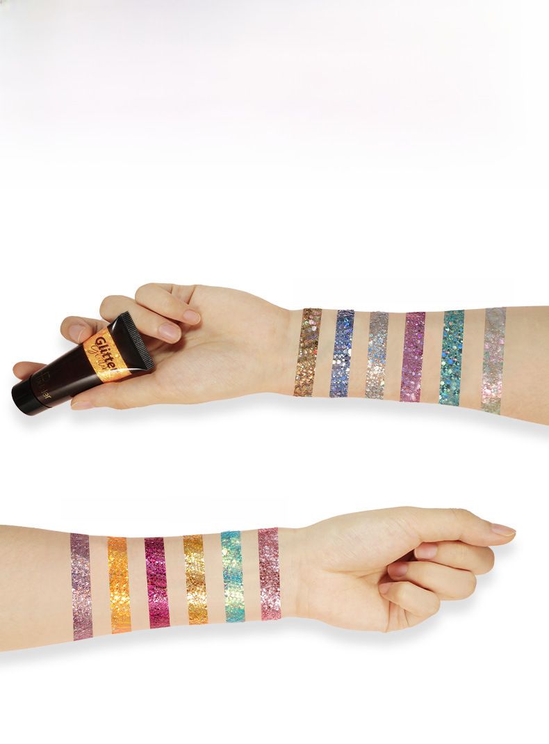 Pudaier Ombretto Liquido Lucido Monocolore Trucco da Palco Viso Corpo Glitter 12 Colori Ombretto Liquido Scintillante Luccicante_voghion.com