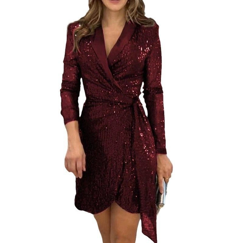 2024 Novo žensko modno seksi sijoče kratko krilo s kristalnim pasom_voghion.com