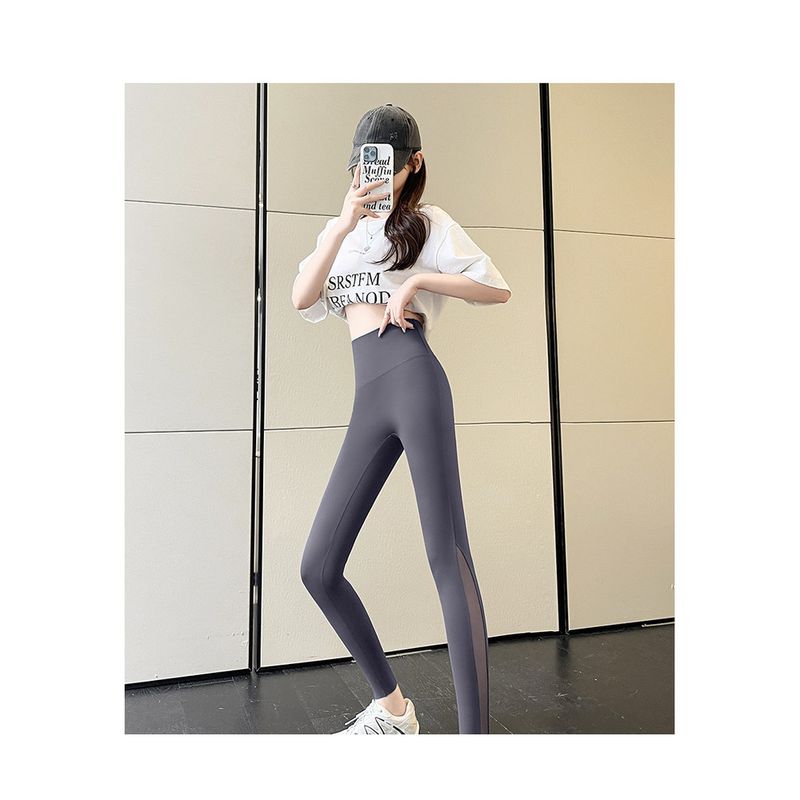 2025 Spring Summer Outdoor Ice Skin Mesh Nine-point Thin Shark Pants Tummy Control Hip Lift Yoga Sun Protection Leggings_voghion.com