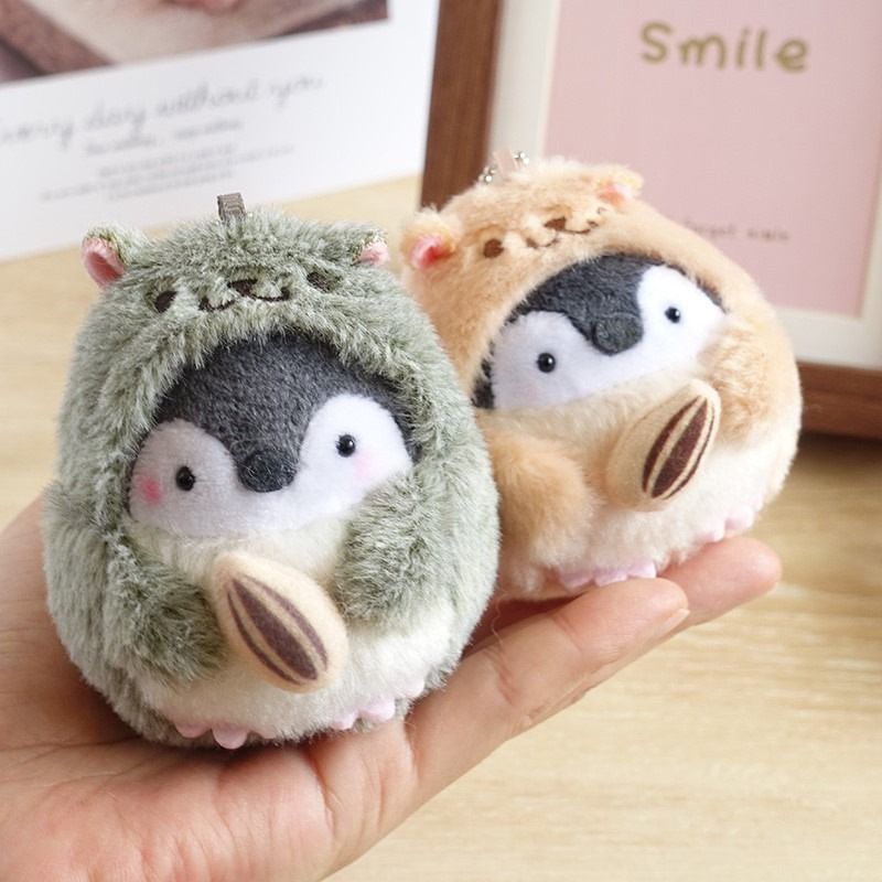 Cartoon Penguin Crossdressing Hamster Holding Melon Seeds Plush Doll Pendant Hamster Penguin Bag Ornaments_voghion.com