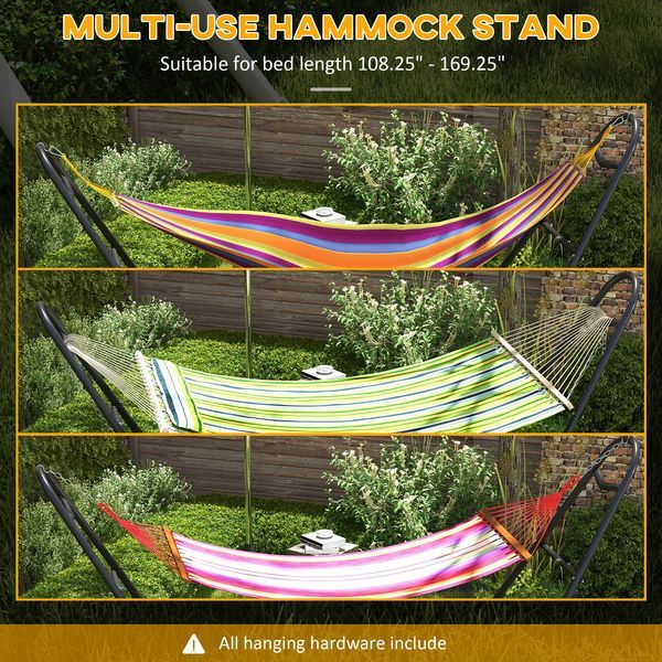 Hammock Stand Portable Adjustable Steel Frame Weather Resistant Black 550 Lbs Capacity_voghion.com