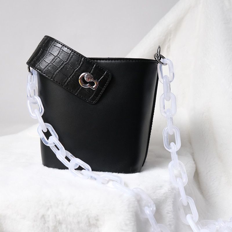 Fashion Beige Amber Transparent Acrylic Resin Thick Chain Shoulder Strap Women's Bag Accessories_voghion.com