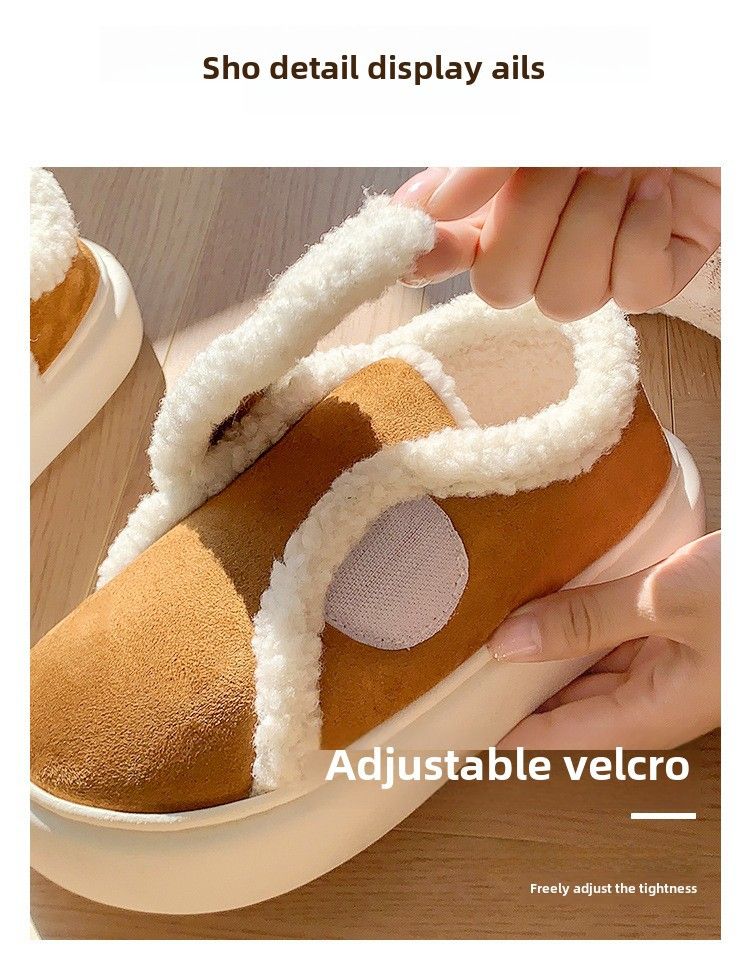 Retro Velcro All-inclusive Heel Cotton-padded Women's Autumn And Winter Cotton Slippers Indoor Home Non-slip Warm_voghion.com