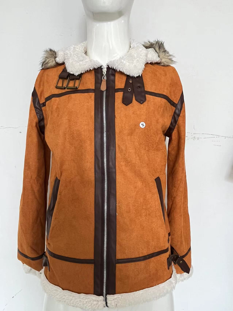 Veste une pièce en fourrure de couleur unie pour jeunes, sans ceinture, manteau ajusté décontracté à fermeture éclair, hiver 2023_voghion.com