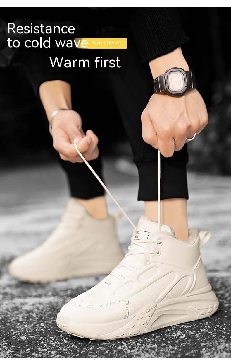 Men's Winter Cotton Shoes Pu Leather Sports Running Shoes_voghion.com